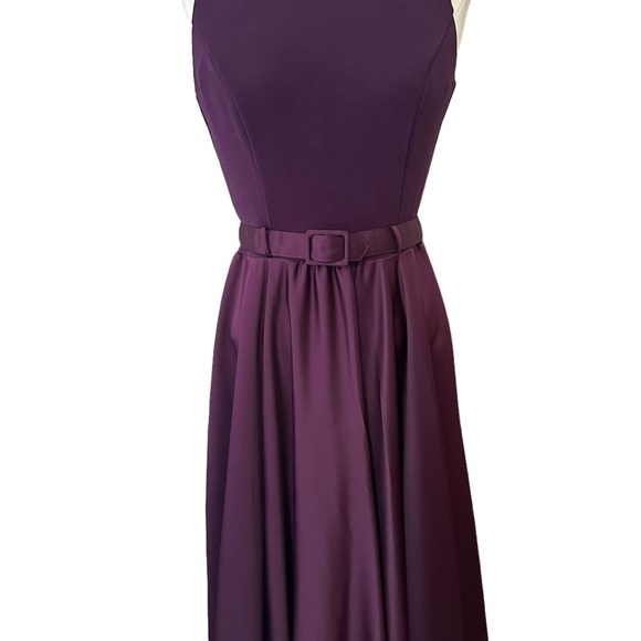 Y2K Allure Purple Satin Formal Dress Gown Glam Belt V-Back Sz 8 USA - Picture 14 of 16